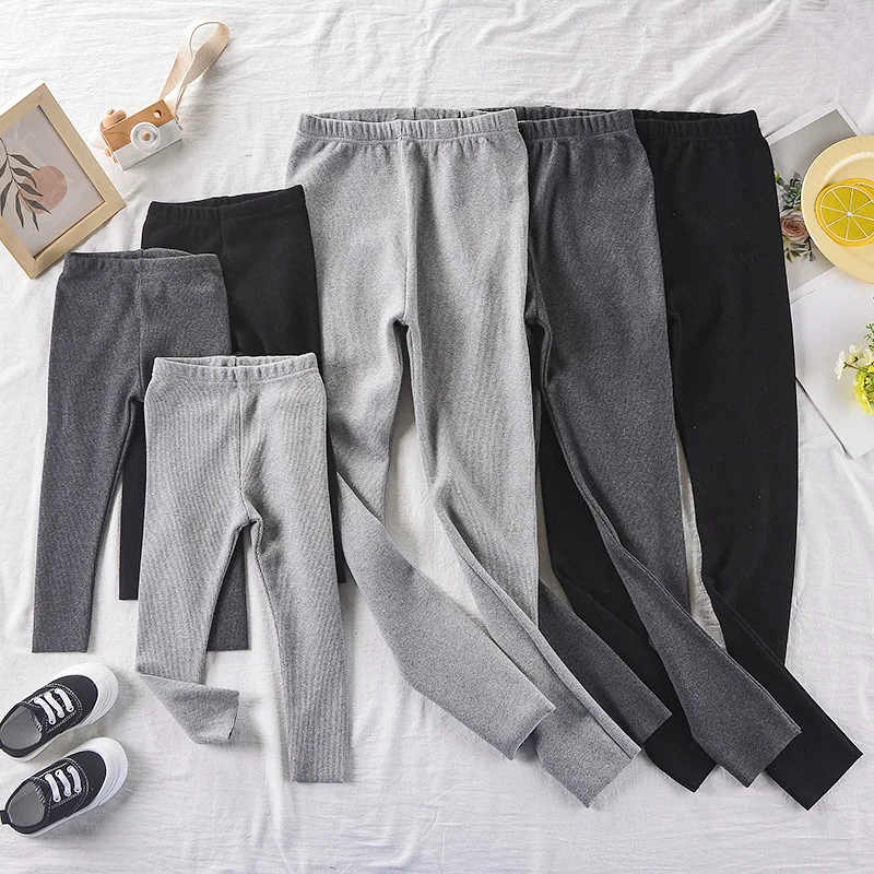 

WLG Matching Family Outfits Mom and Me Winter Velvet Thick Pants Warm Solid Gray Black Trousers