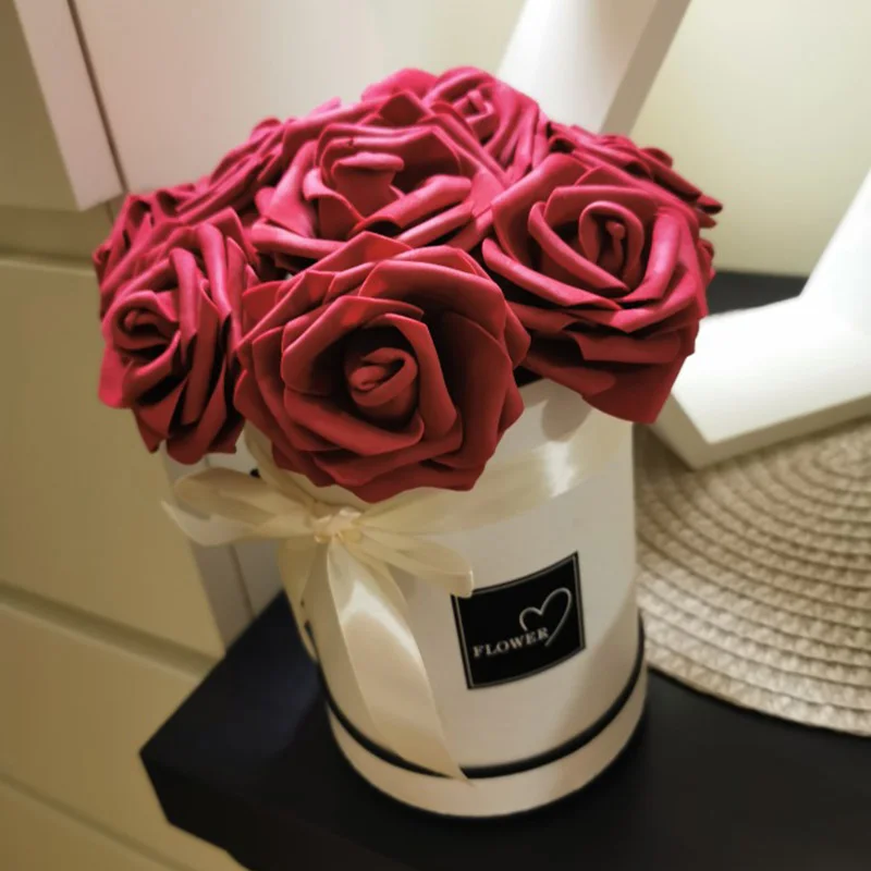 

30pcs 8cm Foam Rose Artificial Flowers Heads DIY Bride Bouquet Floral Wedding Party Decoration Supplies Cheap Flower with Stem