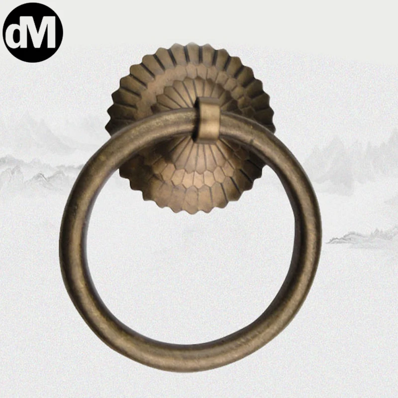 

Новинка, китайская Античная Медная дверная ручка DM 10 шт./компл., деревянные ворота, кольца, чистая медь, латунь, бронза, ретро, наборы для шкаф...