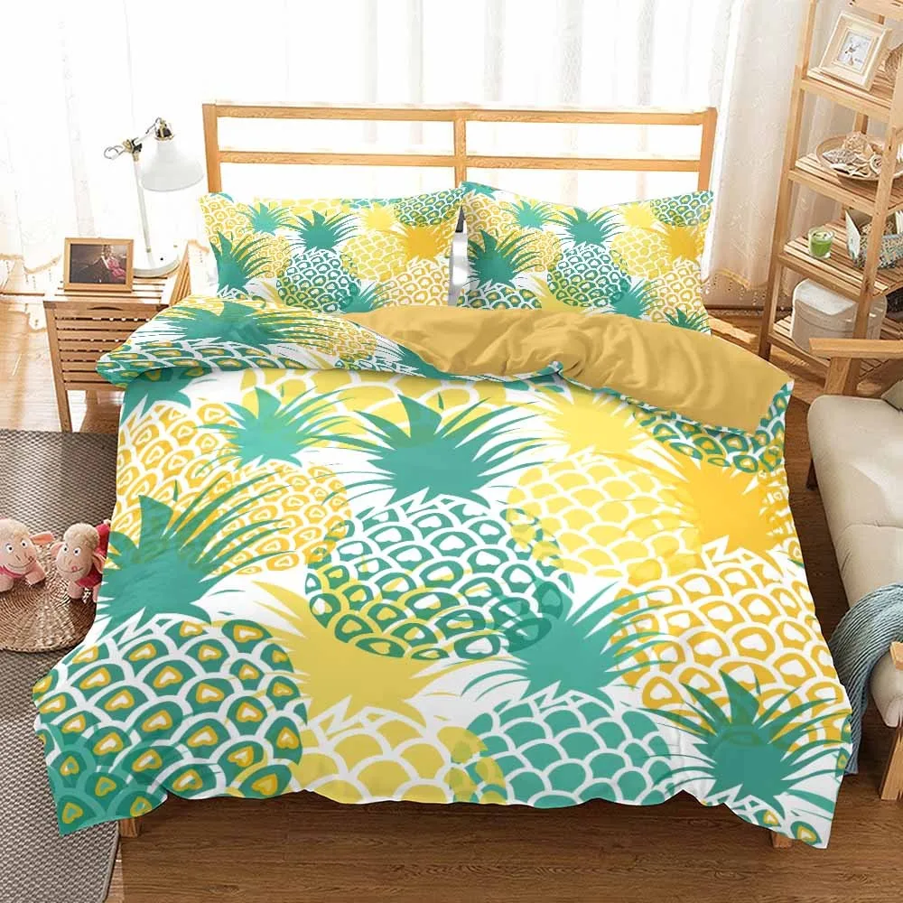 Летние фрукты ананасы покрывало 2/3 шт один двойной Полный Королева Король Размер