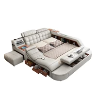 adjustable leather massaage music luxury smart king size beds with power line slotting machine