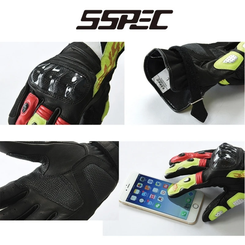 

Men's Summer Leather Motorcycle Gloves Carbon Fiber Breathable Motorcycle Gear Touch Screen Motocross Gloves Riding Gear