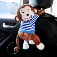 car hanging paper napkin tissue box auto interior accessories creative cartoon plush monkey paper tissue storage box for car