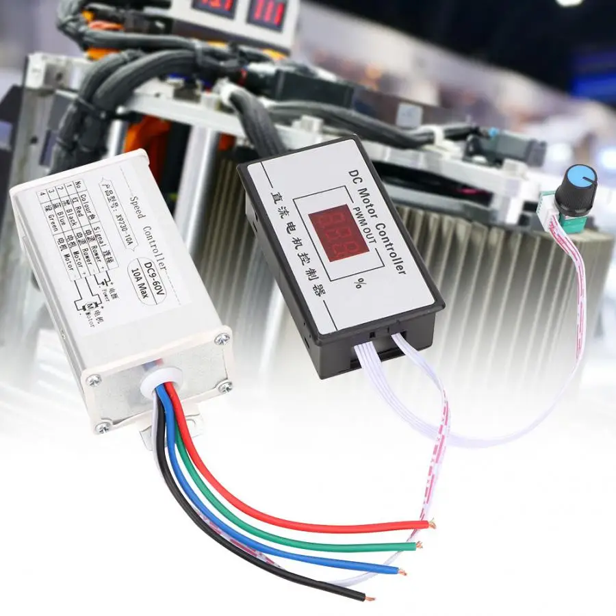10А цифровой дисплей DC9-60V PWM щетка контроллер скорости двигателя с