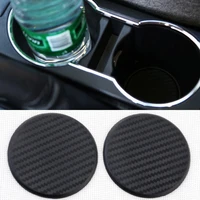 2pcs universal car auto water cup slot non slip pad high quality non slip elastic durable carbon fiber look mat car accessories