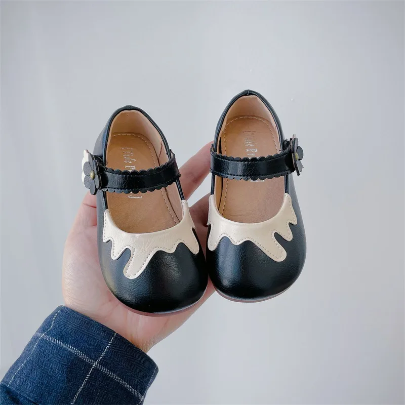 

Fashion Children Toddler Infant Kids Baby Girls Non-slip Pu Leather Shoes Patchwork Flower Party Casual Single Shoes