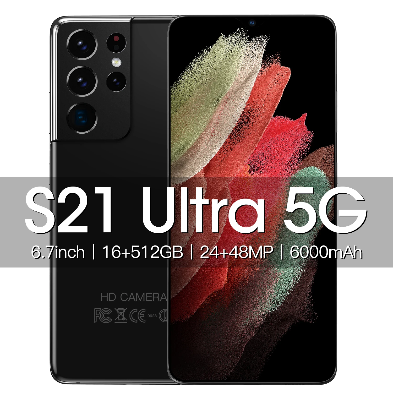 Разблокированный смартфон S21 2022 дюйма 6 7 мАч Android 16 ГБ 6000 24 + 48 Мп | Мобильные