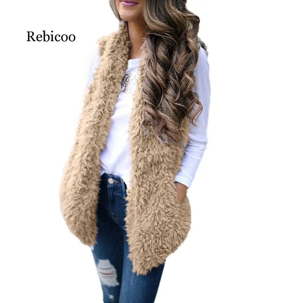 Новинка женский сексуальный жилет искусственный мех одноцветные женские пальто