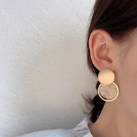 2022 new fashion korean acrylic drop earrings for women bohemian golden round circle wedding earrings jewelry gift