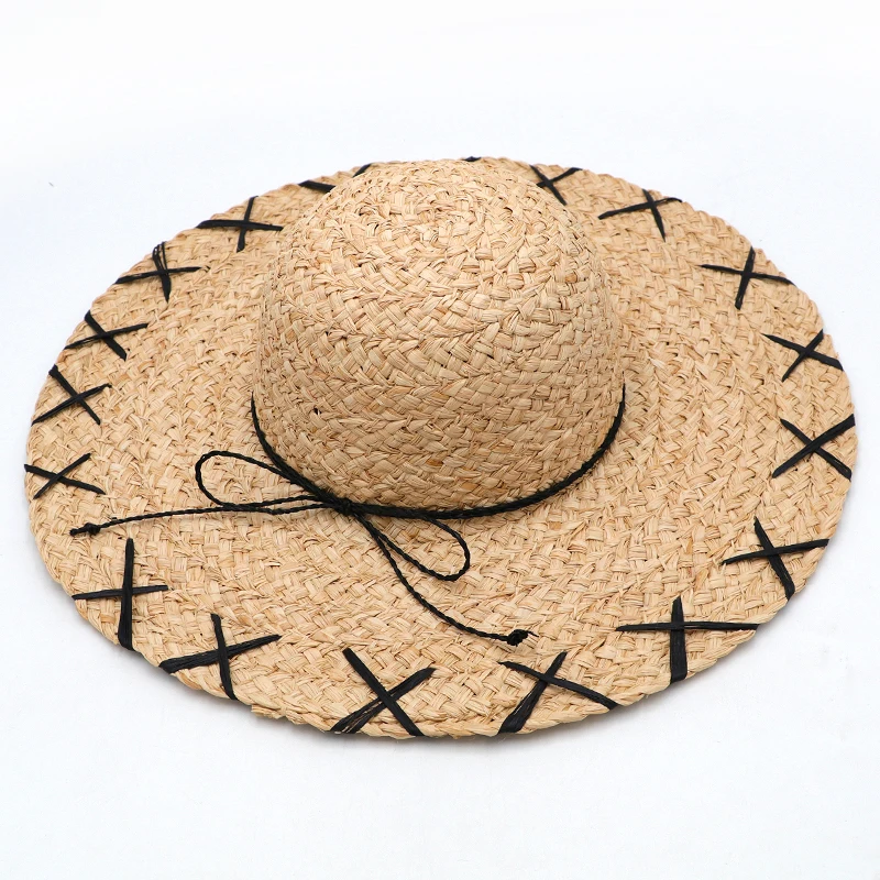 Женская соломенная шляпа с широкими полями Пляжная Шляпа Fedora UPF50 + |