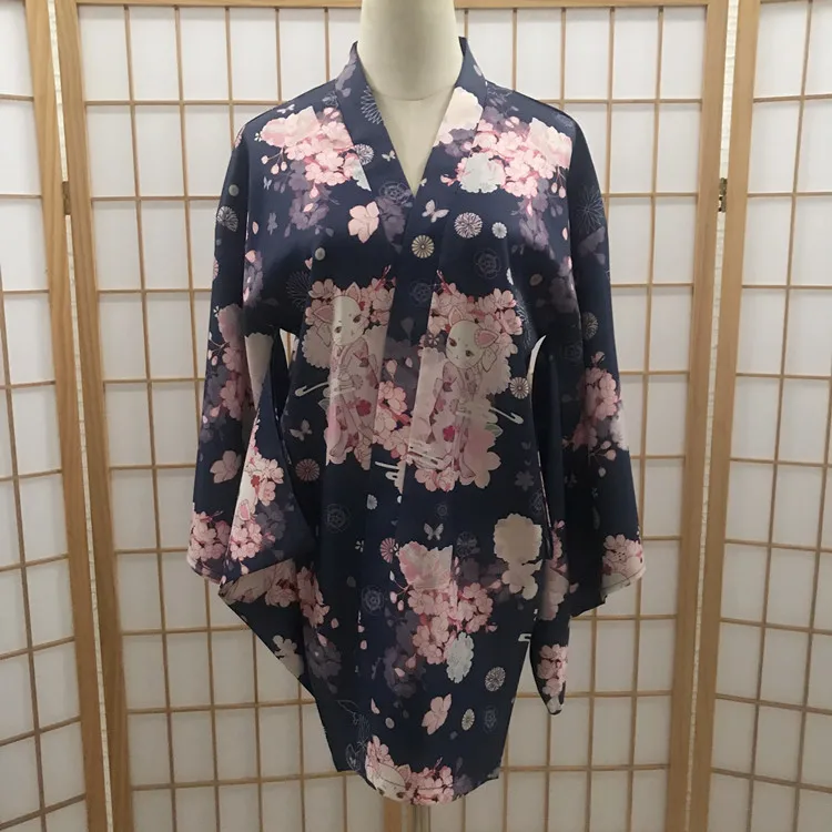 Кимоно с цветочным принтом модный Традиционный Японский хаори Топ для кавайных