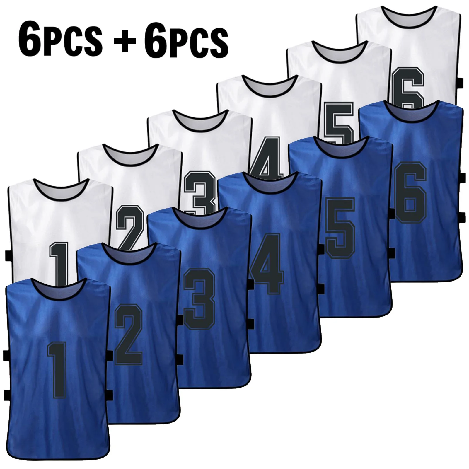12 PCS Adults Soccer Pinnies 2 Colors Quick Drying Football Team Jerseys Youth Sports Scrimmage Training Numbered Vest | Спорт и