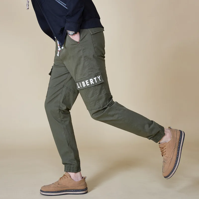 

Extra XL Menswear Men's Multi Pocket Harem Motorcycle Tooling Wear Resistant Army Pants Plus Size Men Clothing