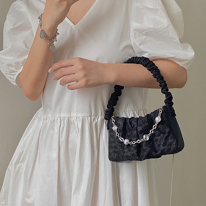 

Summer girl retro chain fold portable small bag new niche personality one-shoulder messenger bag hand bag