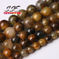 high quality natural yellow pietersite stone round loose beads 6 8 10 12mm for jewelry making diy bracelet ear accessories 15