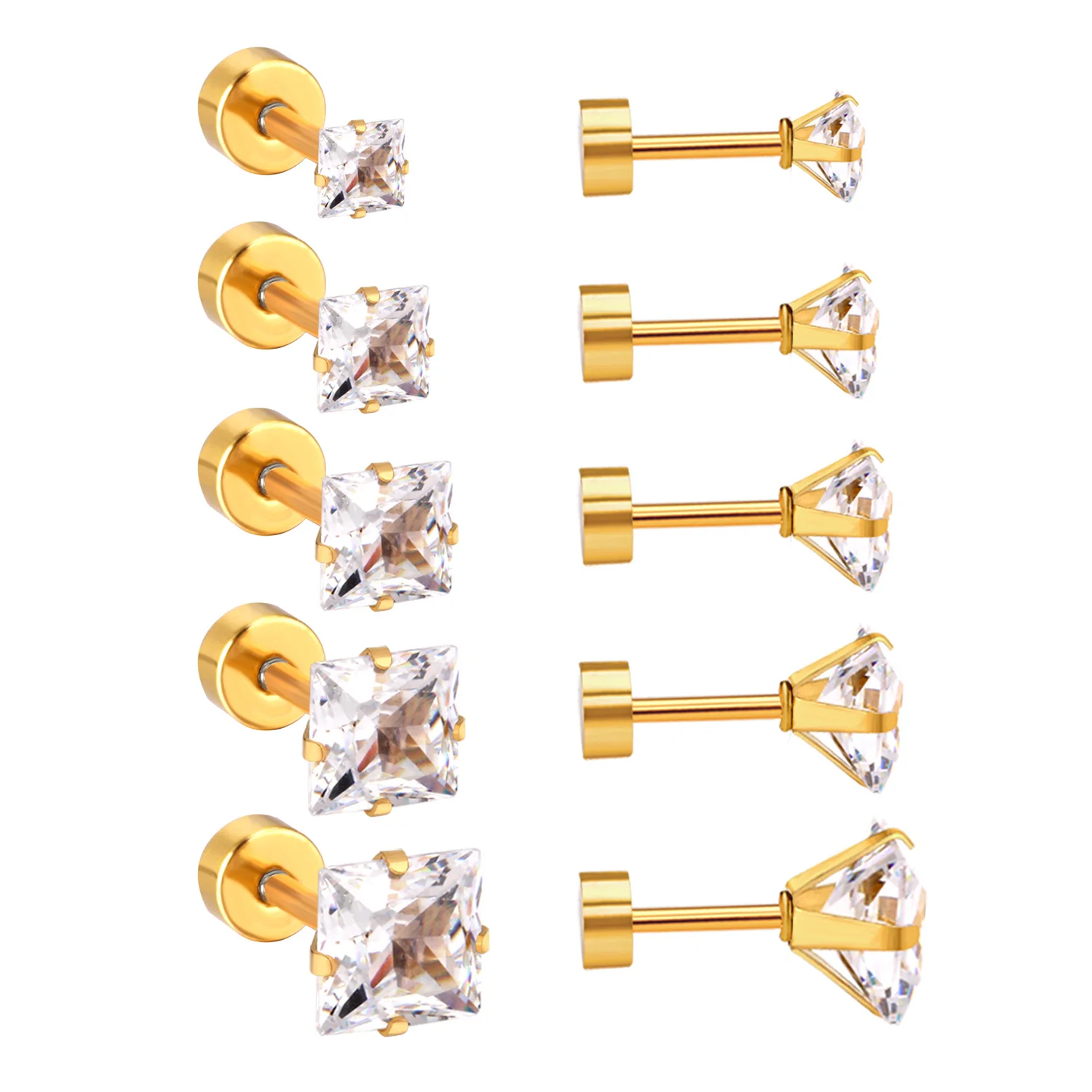 Серьги гвоздики LUXUKISSKIDS из нержавеющей стали с винтом на спине 5 парт/Лот модные