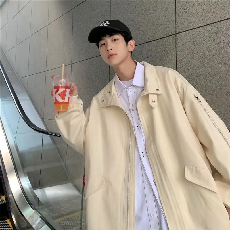 

Autumn design sense bear jacket male ins tide brand loose tooling jacket Hong Kong style trendy handsome student jacket
