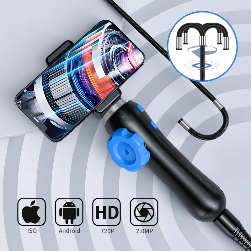 

USB Articulating Endoscope Visual Automotive Inspection Camera with 2-Ways &180 Degrees Articulates Probe With 8.5mm/6.5mm Dia