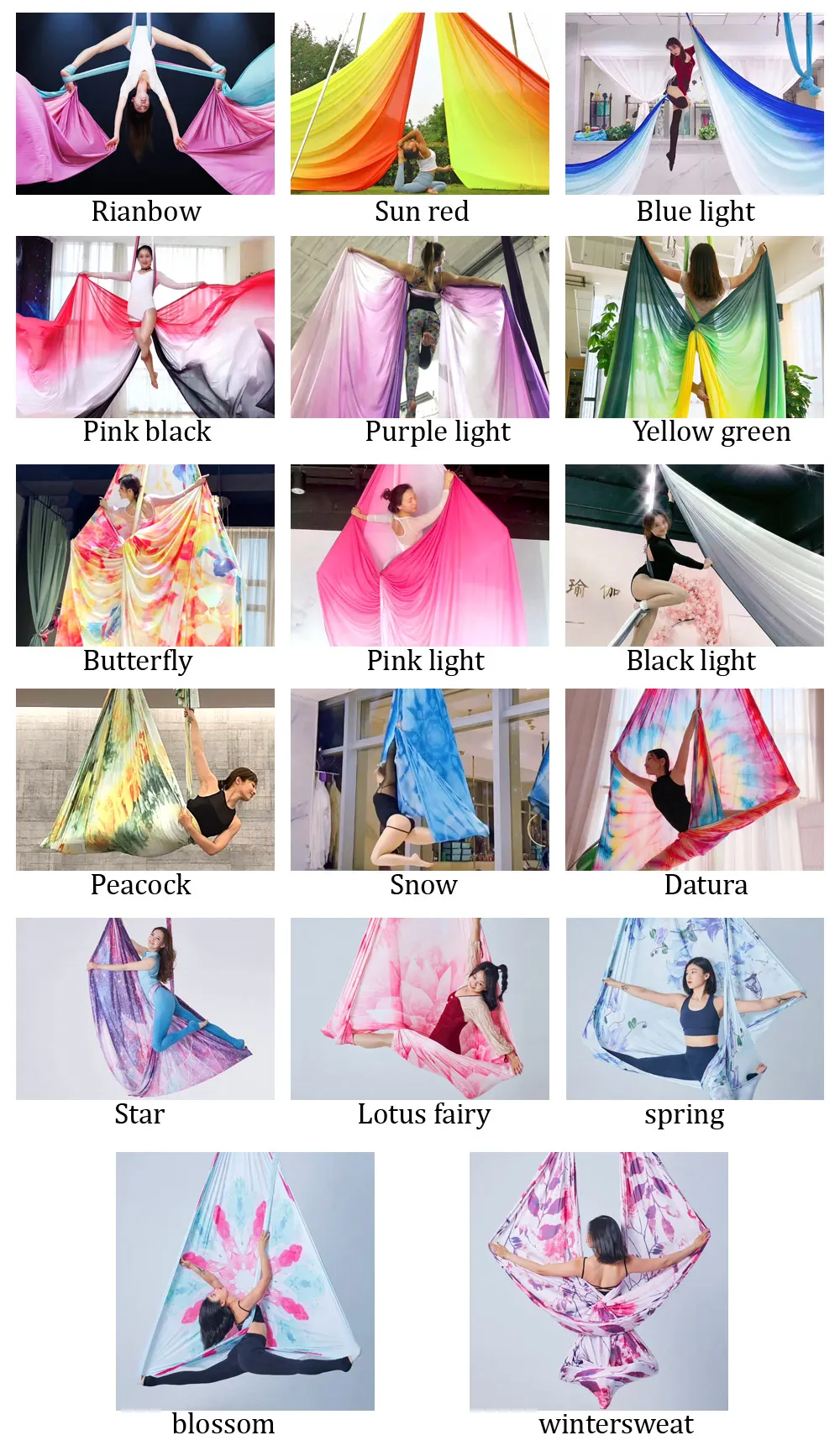 12 ярдов/11 м летающие воздушные шелки премиум-класса для домашней йоги Омбре