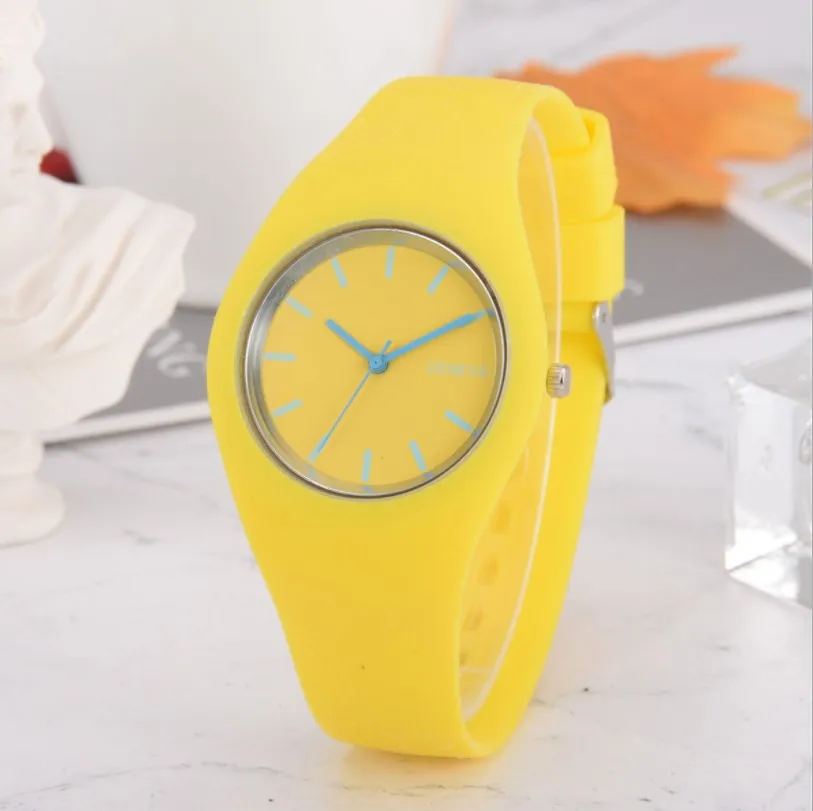 Thin Geneva Candy Color Silicone Watch Free Dresses for Women Student Jelly Casual Men Gift Simple Relojes Para Mujer Наручные часы