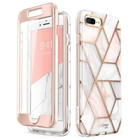 i blason for iphone 7 plus 8 plus case 5 5 inch cosmo full body marble pink bumper case cover with built in screen protector