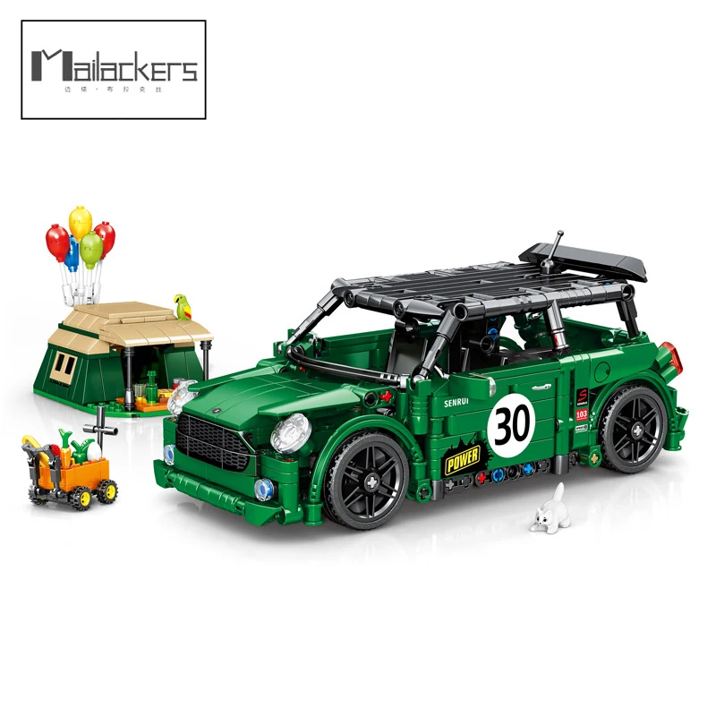 

Mailackers Green WRC City Speed Champions Sports Car Model Building Blocks Technical Car Classic Vehicle Construction Block Toys