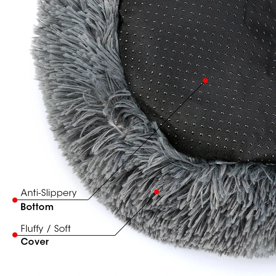 Super Soft Pet Bed Kennel Dog Round Cat Winter Warm Sleeping Bag Long Plush Puppy Cushion Mat Portable Supplies 40/50/60cm | Дом и сад