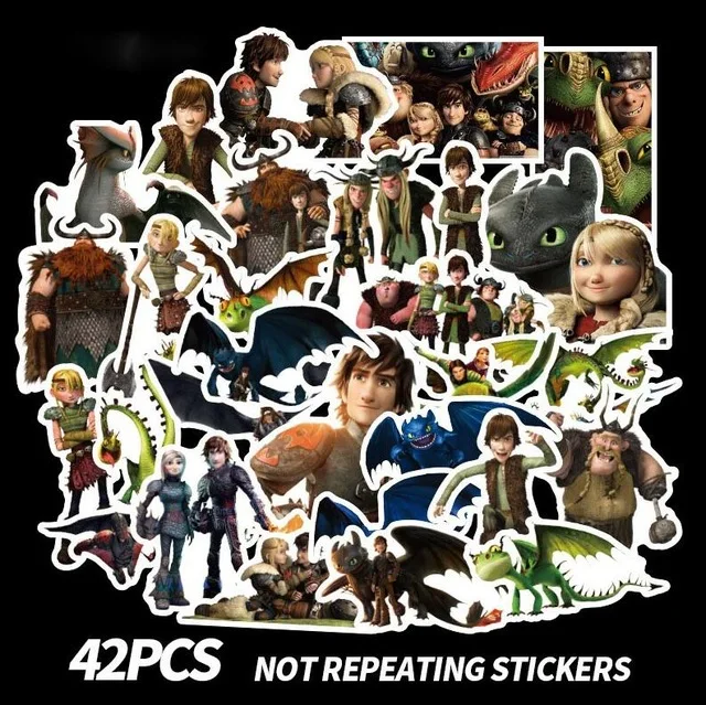 42pcs Sticker 1 шт., Как приручить дракона, воздушный шар, большой черный дракон, Беззубик, шары, деко, день рождения, вечеринка для маленьких мальчиков, тема героя, игрушка для украшения - Цвет: 42pcs Sticker
