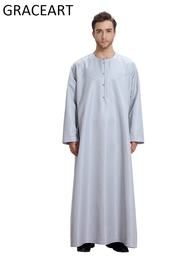 

Muslim Robe Islamic Clothing for Adult Men Long Sleeve Patchwork Abaya Robes Fashion Saudi Arabia Dubai Mens Jubba Thobe