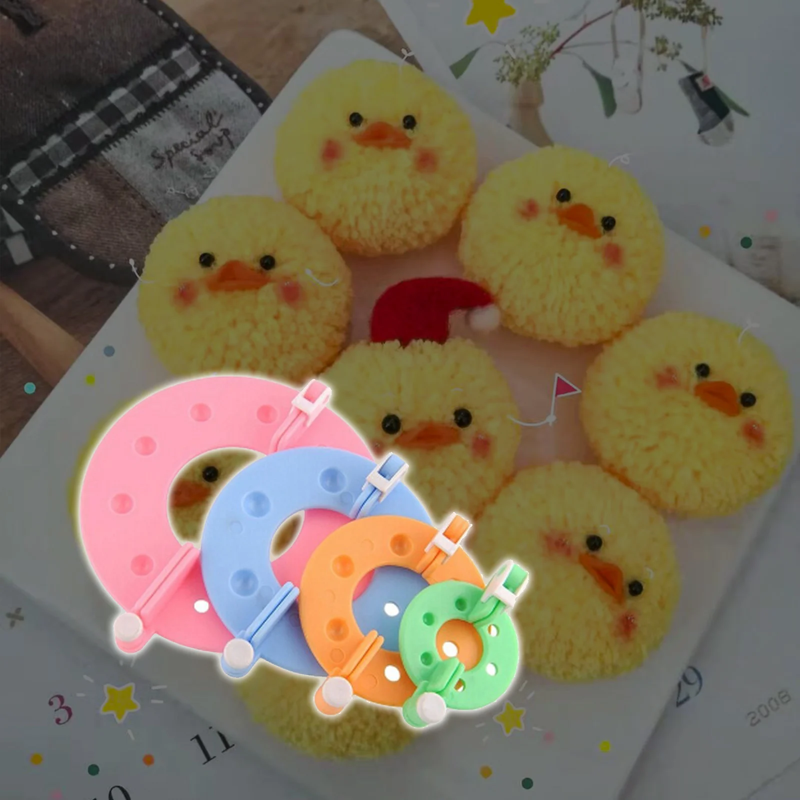 

8 шт., 4 размера, вязальный инструмент для изготовления шерстяных шариков