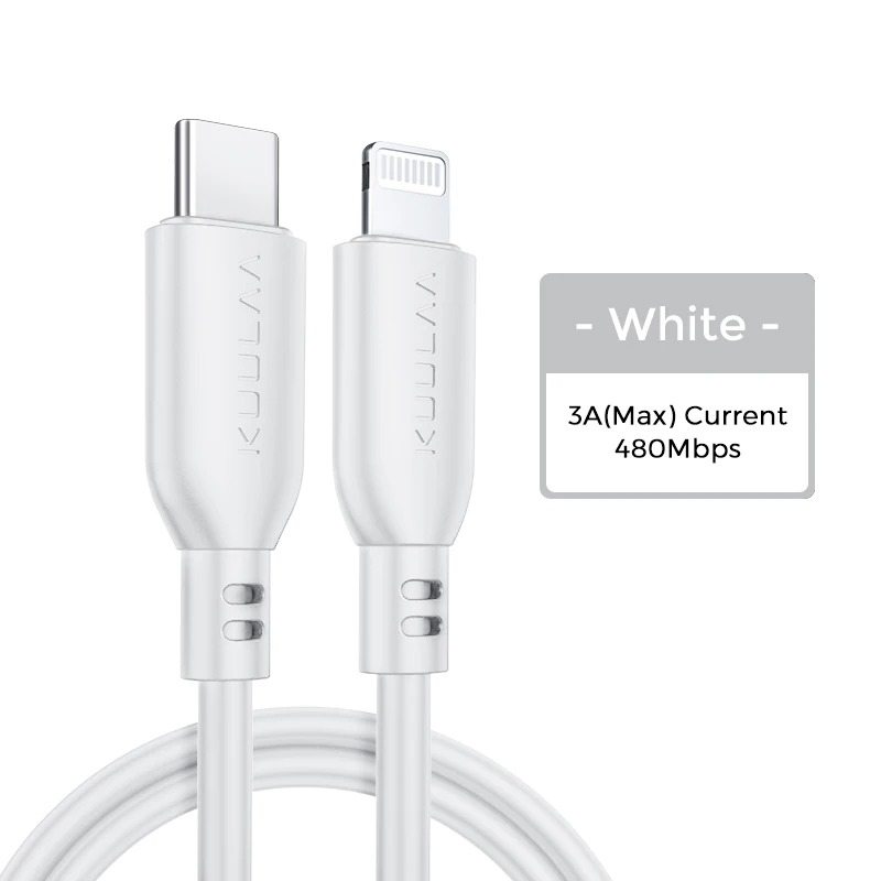 White KUULAA MFi USB C к Lightning Кабель для iPhone 11 Pro Max X XS 8 XR 18 Вт PD Быстрая зарядка usb type C кабель для Macbook USB-C шнур - Цвет: White