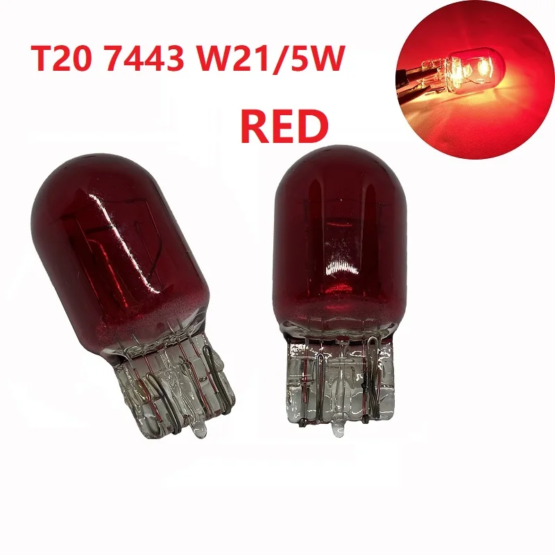 1PCS T20 W21/5W 7443 RED LED Glass 580 12V 21/5W Car Miniature Double Filamen Turn Stop Brake Tail Bulbs 12V