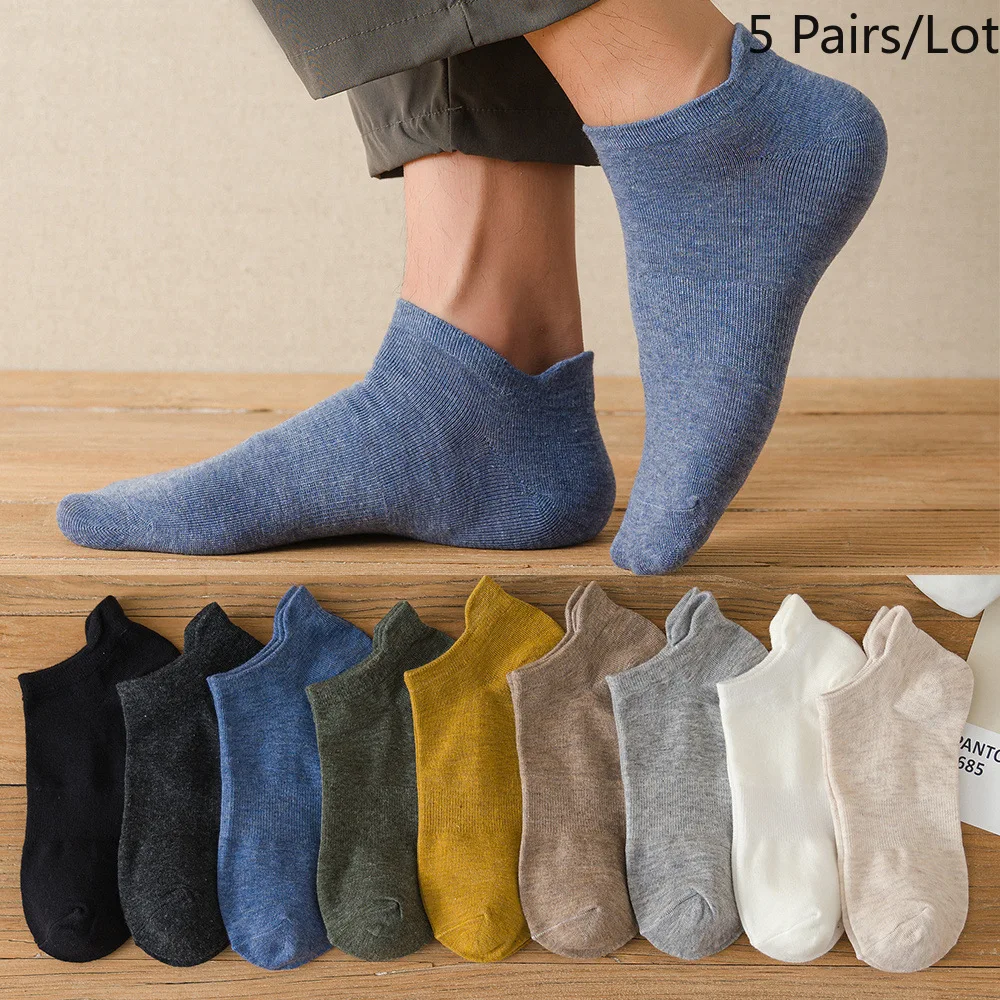 

New Men's Boat Socks Thin Low Cut Hose Boys' No Show Pure Color Breathable Cotton Hose Silicon Anti-slip Design Heard Wearing