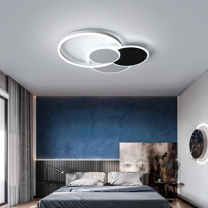 Lámpara de techo LED moderna, plafón para cocina, comedor, dormitorio, lámparas de techo para salón, negro/blanco/dorado