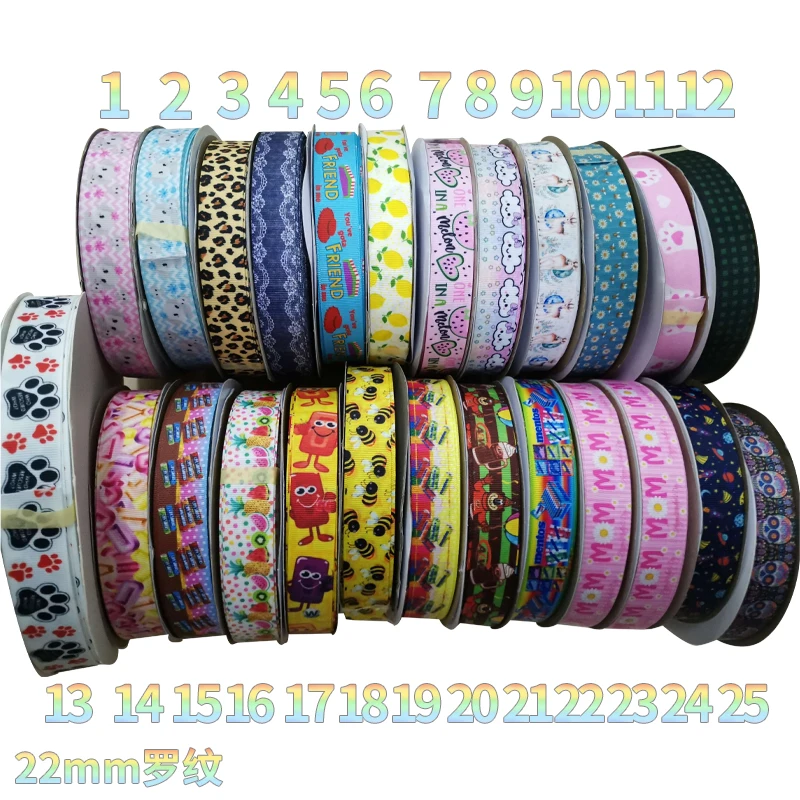 

Stock Ribbon 7/8"22mm Printed Grosgrain Ribbon 50Yards