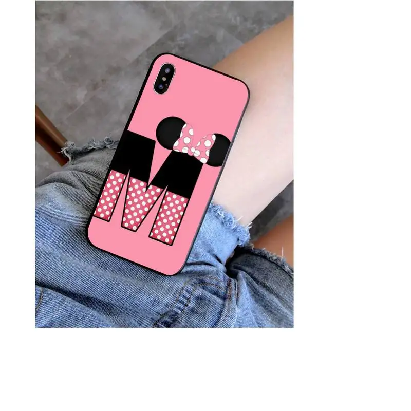 

ZFGHSHYQ Cartoon Mouse Bow 26 Letters DIY Printing Phone Case For Iphone 6 6s 7 8 Plus XR X XS 11 12 Pro Mini