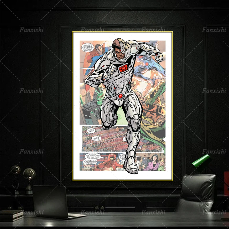 

Cyber Superhero Poster And Print Comic Hd Wall Art Canvas Painting Cartoon Wall Picture Kid Bedroom Living Room Home Decor Frame