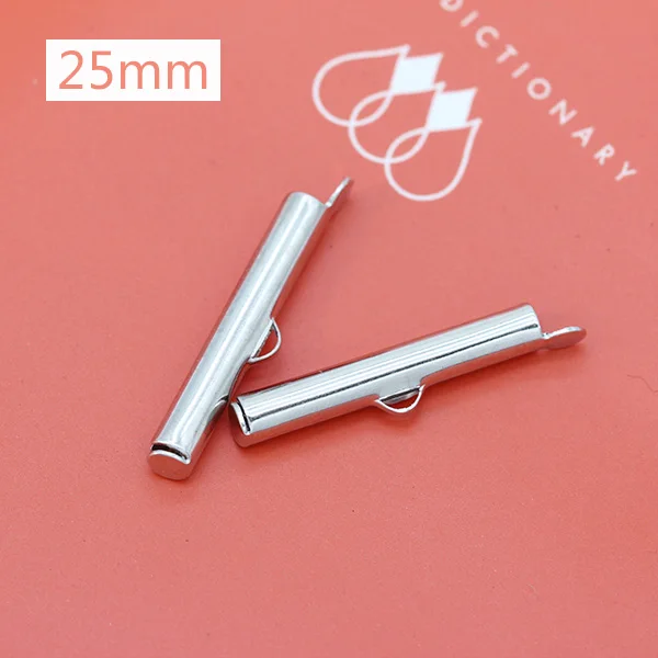 25mm nickel 50p 10/13/16/20/25/30/35/40 мм цвет серебристый, золотой бисером Miyuki скользят по конечных застежка трубка Ползунки с торцевыми крышками разъем для бисером цилиндр - Цвет: 25mm nickel