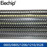 100pcslot led diodes assorted kit 0603 0805 1206 1210 3528 5050 5730 smd led red yellow green white blue light emitting diode