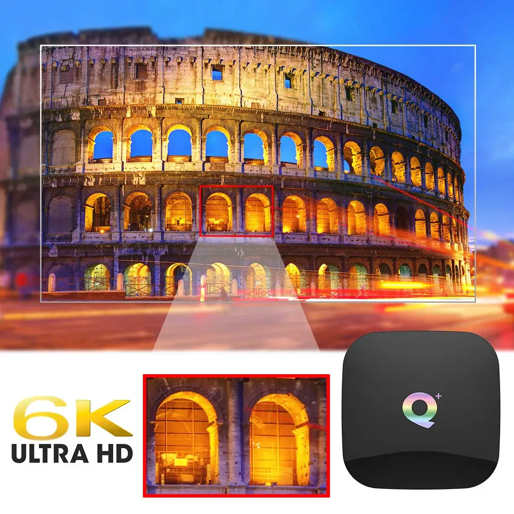 6K Android 9 0 ТВ коробка Q плюс 4 Гб Оперативная память 32GB/64GB Встроенная 2 ГГц Wi Fi Box IPTV Set