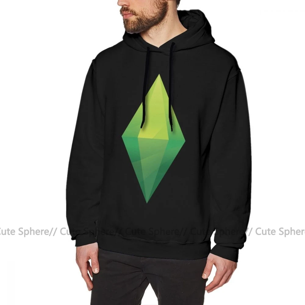 The Sims худи The Sims Plumbob толстовки зимние мужские пуловеры худи красные х хлопковые модные длинные свободные толстовки - Цвет: Black