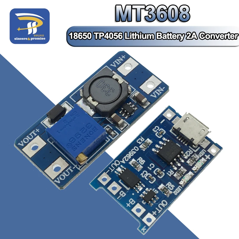 Micro USB 5V 1A 18650 TP4056 фотозарядная плата с защитой + MT3608 2А|module tp4056|protection boardbattery protection