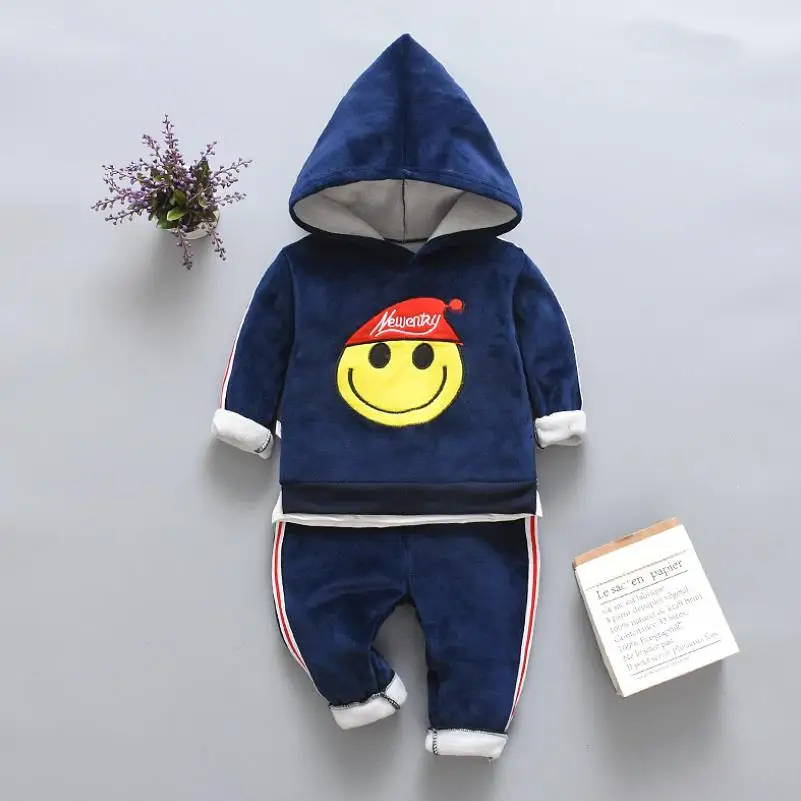 2021 Promotion New Cartoon Children Clothing Winter Clothes Hoodies+pants Outfit Kids Velvet Warm Plus Thick Suit For Sets 1-4y | Детская