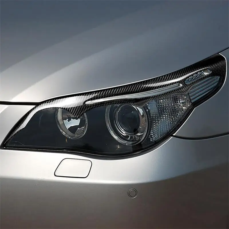 

Carbon fiber Front Car headlights Decorative lamp eyebrow For BMW 5 Series E60