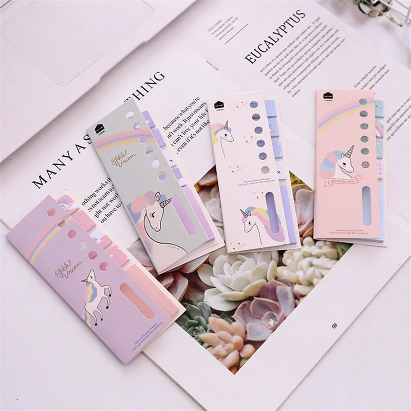 Креативный мультяшный блокнот для заметок Kawaii Единорог клейкий милый студентов