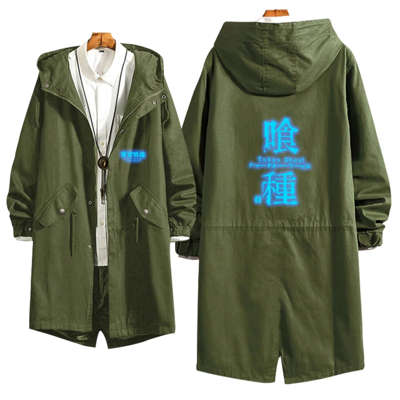 Универсальное светящееся тонкое длинное пальто с капюшоном Токийский Гуль герой