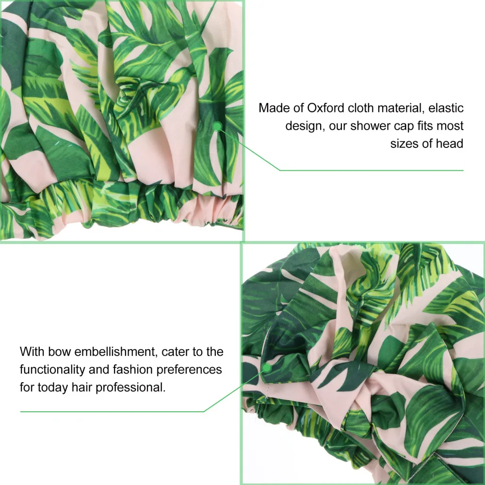 

2pcs Waterproof Shower Cap Bowknot Bathing Hair Cap Elastic Hair Wrap Hat