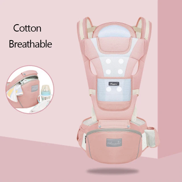breathable -pink Эргономичный рюкзак-кенгуру для переноски ребенка, сумка-кенгуру для переноски на талии для новорожденных, сумка-кенгуру для путешествий 0-36 м - Цвет: breathable -pink