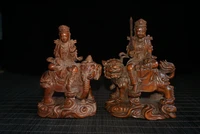 5chinese folk collection old boxwood seikos manjushri samantabhadra set sitting buddha office ornaments town house exorcism