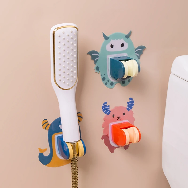 

Adjustable Cartoon Shower Head Holder Self-adhesive Handheld Drill-free Showerhead Rack Wall Mounted Shower Head Bracket Rack